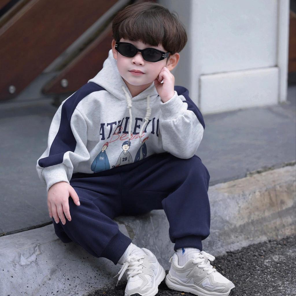 [BiBeo Kids] Bộ quần áo NỈ 2 DA HOODIE ATHLETIC  cho bé trai, Bộ quần áo thu đông dài tay cho bé