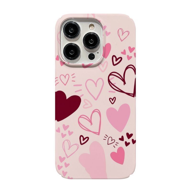 Ốp Điện Thoại Graffiti Trái Tim Tình Yêu QYJS Thích Hợp Cho IPhone 16 15 14 13 ProMax 12 PRO 17 AIR 11 7 8 PLUS XR XSMAX Ốp Lưng Cứng Niche Film Cao Cấp Phong Cách Mỏng