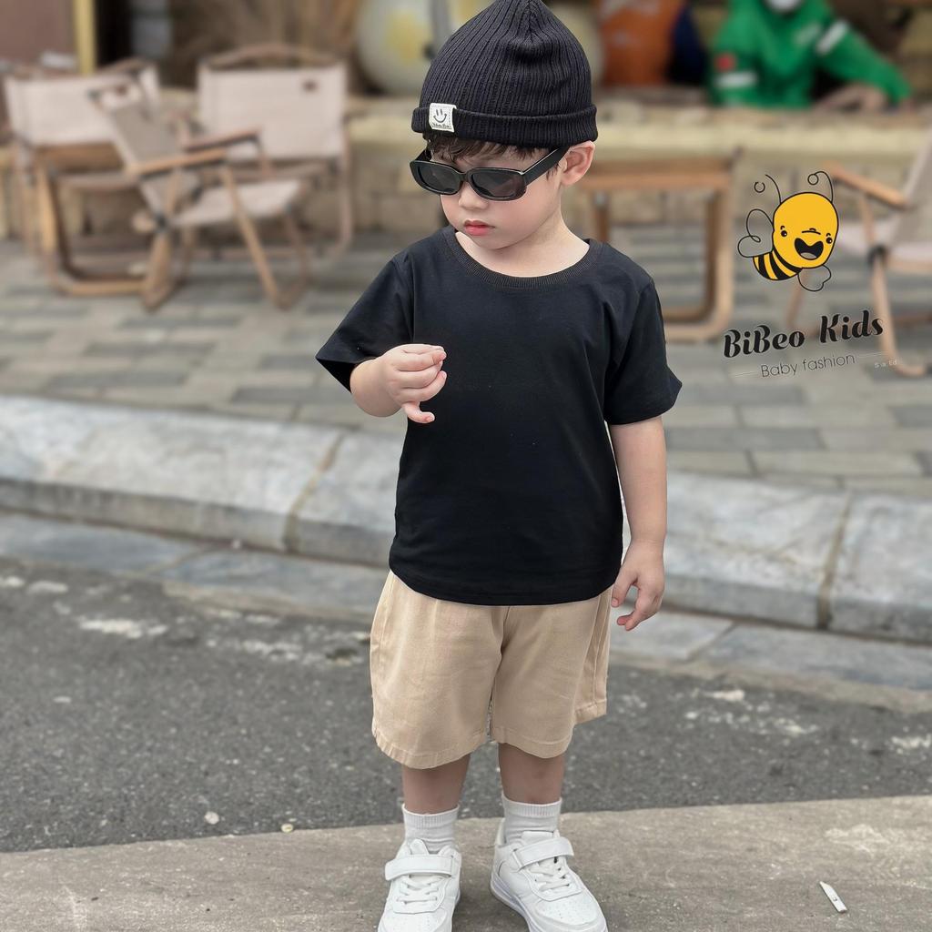 (HÀNG XẢ KHO) Bộ quần áo PHÔNG BASIC ĐEN QUẦN KAKI NUDE cho bé trai, siêu cá tính