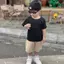 Bộ quần áo PHÔNG BASIC ĐEN QUẦN KAKI NUDE cho bé trai, siêu cá tính