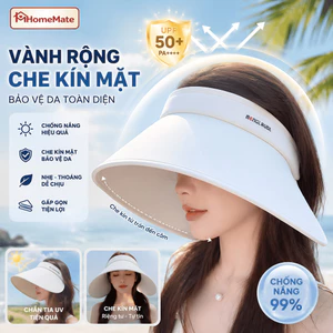 Mũ Chống Nắng Nửa Đầu Vành Siêu Rộng HomeMate UPF50+, Nón Chống UV Gấp Gọn Đi Biển Du Lịch