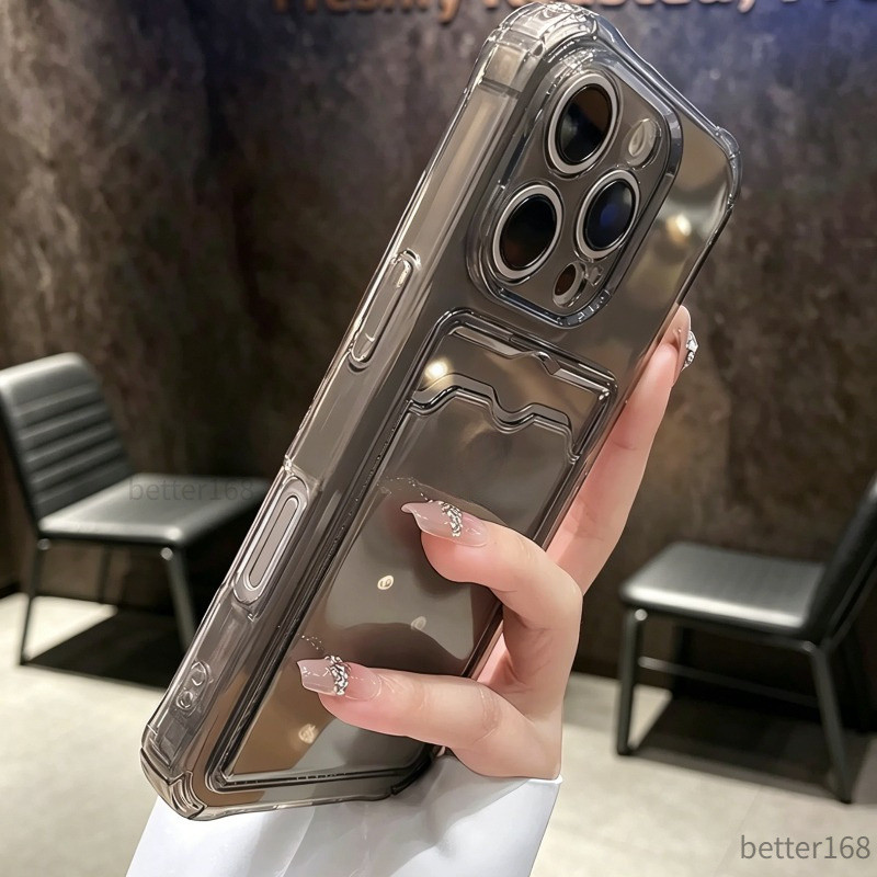 Ốp Lưng cho IPhone 12 13 14 15 16 17 Pro MaxTrong Suốt Có Ngăn Thẻ Chống Rơi Nhiều Màu Sắc Bảo Vệ Camera Cao Cấp