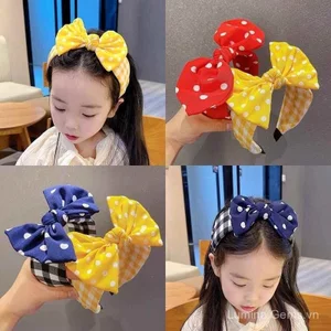 Trẻ Em Phong Cách Hồng Kông Băng Đô Bé Gái Đỏ Chấm Bi Phong Cách Hồng Kông Băng Đô Sinh Viên Retro Ngày Lễ Hiệu Suất Mũ Phụ Kiện Tóc Băng Đô