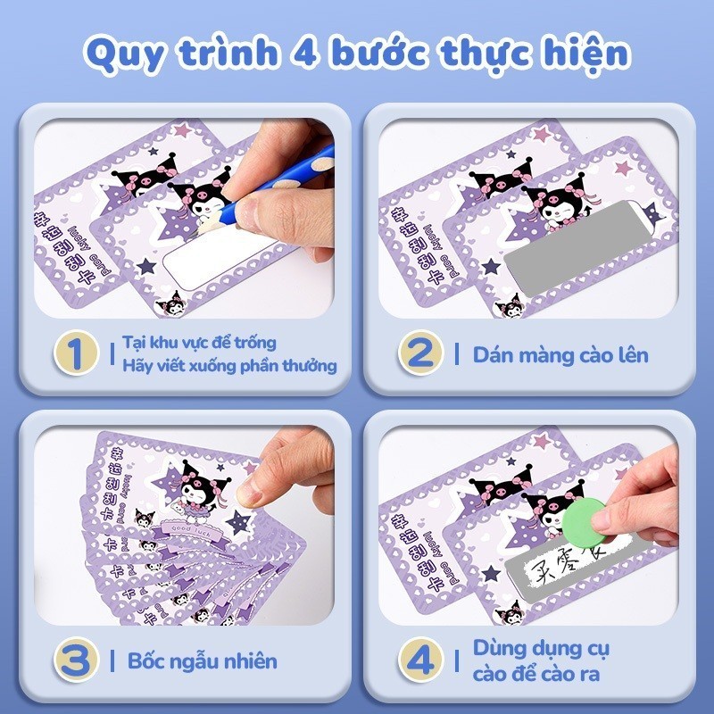 Thẻ cào hoạt hình trúng thưởng quà tặng sinh nhật team building gia đình trẻ em hấp dẫn vui