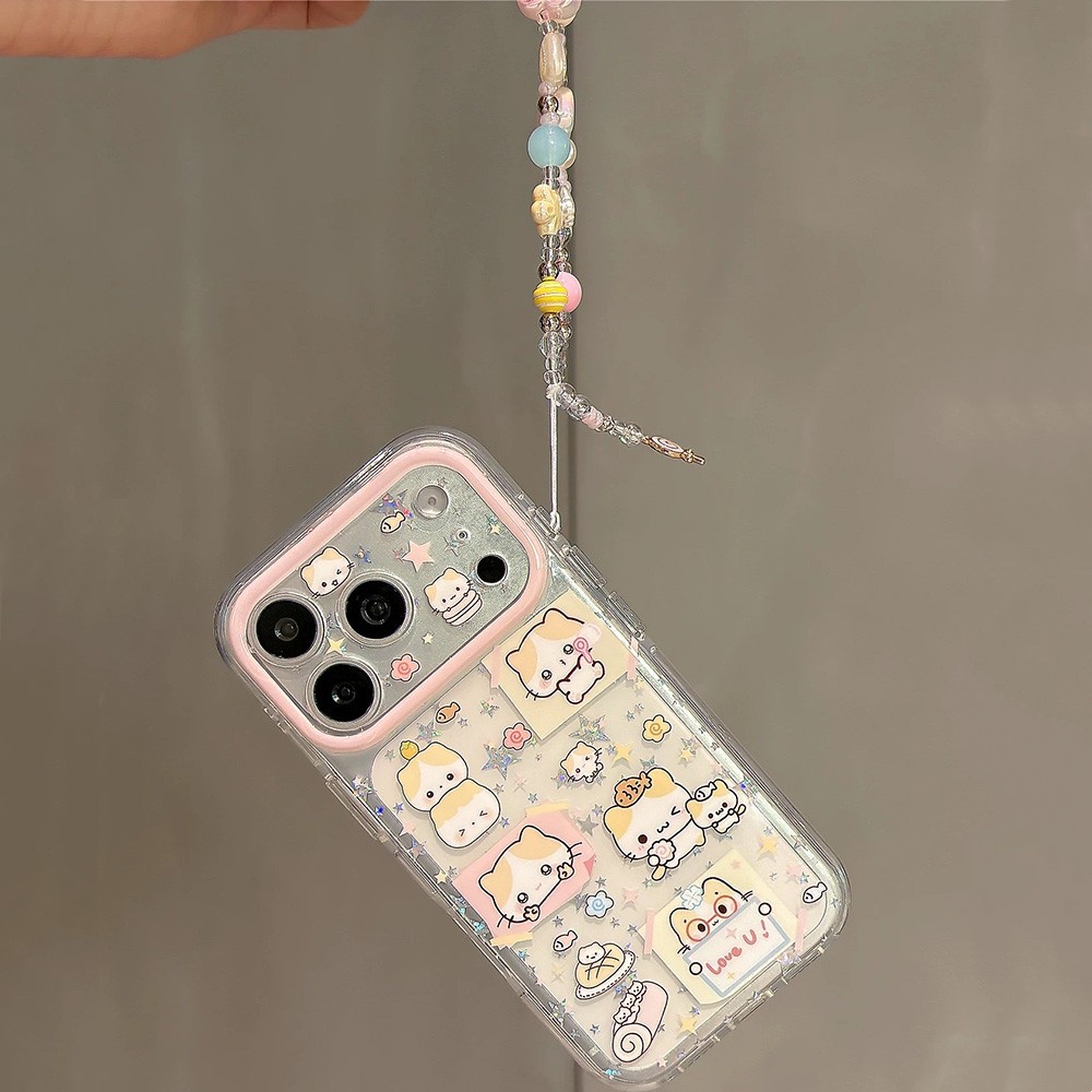 Ốp điện thoại Acrylic Star Cat Chain cho iPhone 17 Pro Max 16 15 Pro Max Vỏ bảo vệ chống sốc