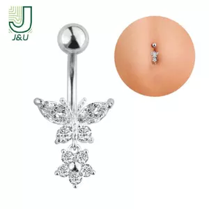 Bướm Zircon Phẫu Thuật Thép Rốn Xuyên Bụng Nút Nhẫn Trang Sức Cơ Thể