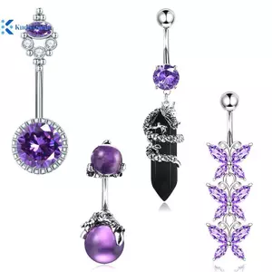 Kudosation Thời Trang Trái Tim Bướm Bụng Nút Nhẫn Dành Cho Nữ Bé Gái Thép Không Gỉ Tinh Tế Zircon Rốn Nhẫn Cơ Thể Xuyên Trang Sức Quà Tặng Đẹp
