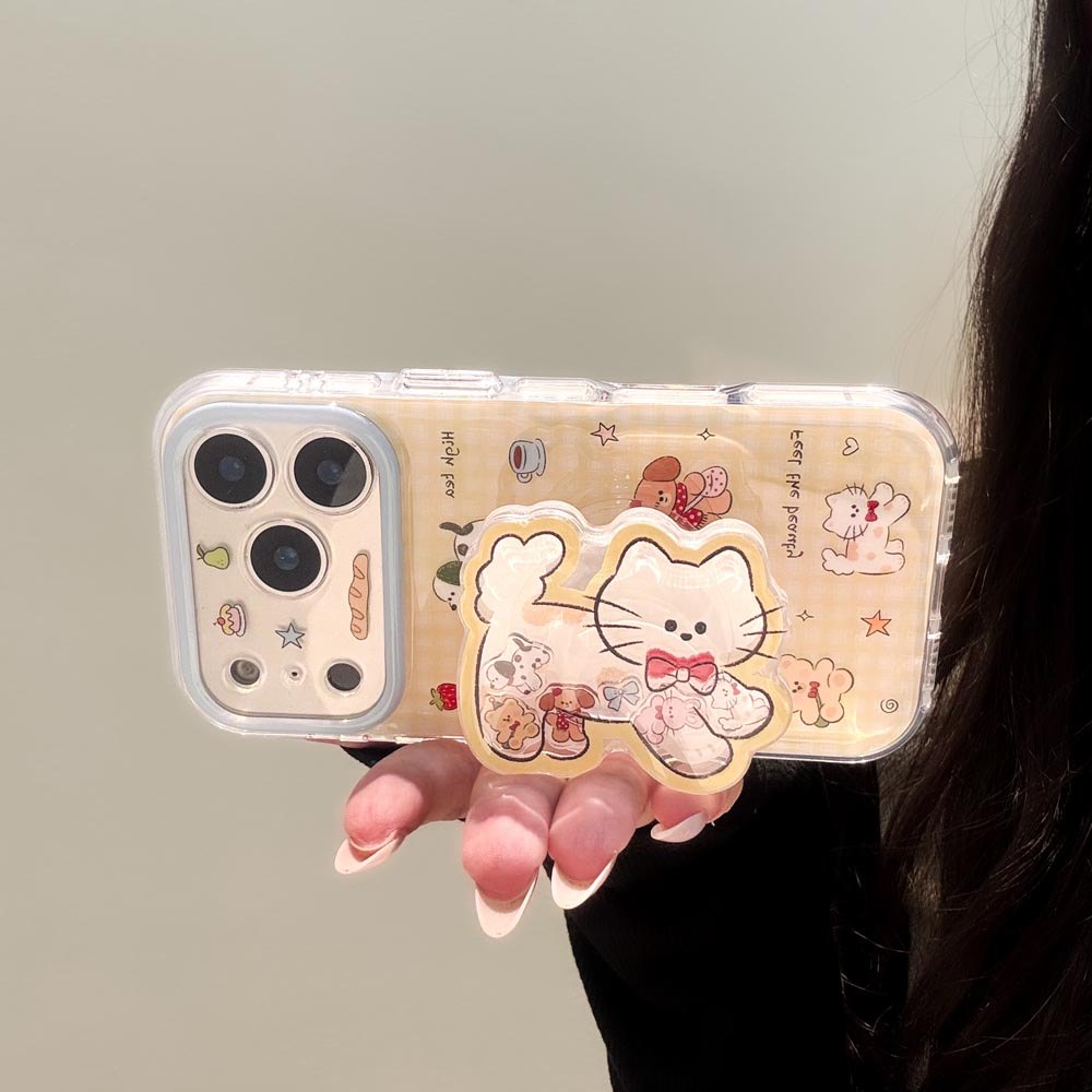 Ốp lưng cứng Tương thích với iPhone 15 15Pro 15ProMax 16 16Pro 16ProMax 17 17Pro 17ProMax Ốp lưng họa tiết mèo ca rô màu vàng