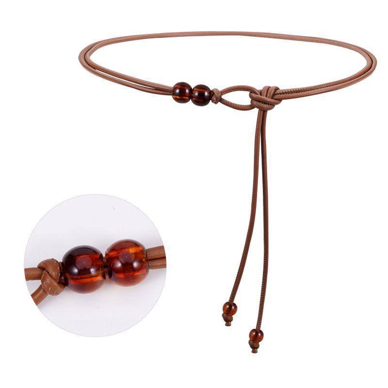 PlumHOUSE Thắt lưng nữ dây da tròn mỏng trang trí váy áo len, kèm dây xích