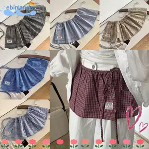 Váy Mini EBINLANDS, Váy Lưới Kẻ Sọc Cao Cấp, Bông Tai Kẹp Y2K Dạo Phố Vintage Ruched Váy Trang Trí Quần Jean