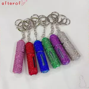 Chai nước hoa móc khóa AFTEROF, Chai xịt rỗng có thể đổ lại vòng chìa khóa, Nước hoa pha lê lấp đầy sáng bóng