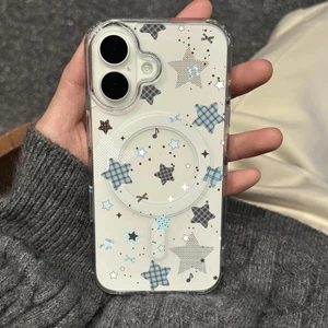 Blue Grain Star cho iPhone 15 Pro hút từ trường hợp điện thoại 17air Nhỏ 16 trong suốt 13