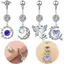 Bigapple Zircon Trái Tim Mặt Trăng Tòn Ten Bụng Nút Nhẫn Thép Không Gỉ Rốn Xuyên Trang Sức RDG