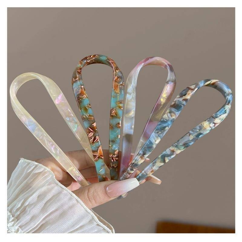 Kẹp tóc hình chữ U nơ thời trang AqToCna, chất liệu acetate acrylic, phụ kiện tóc nữ