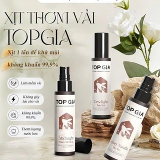 [COMBO 3 Chai] Xịt Thơm Vải TOPGIA 100ml Khử Mùi Kháng Khuẩn 99%, Lưu Hương, Chống Ẩm Mốc Quần Áo