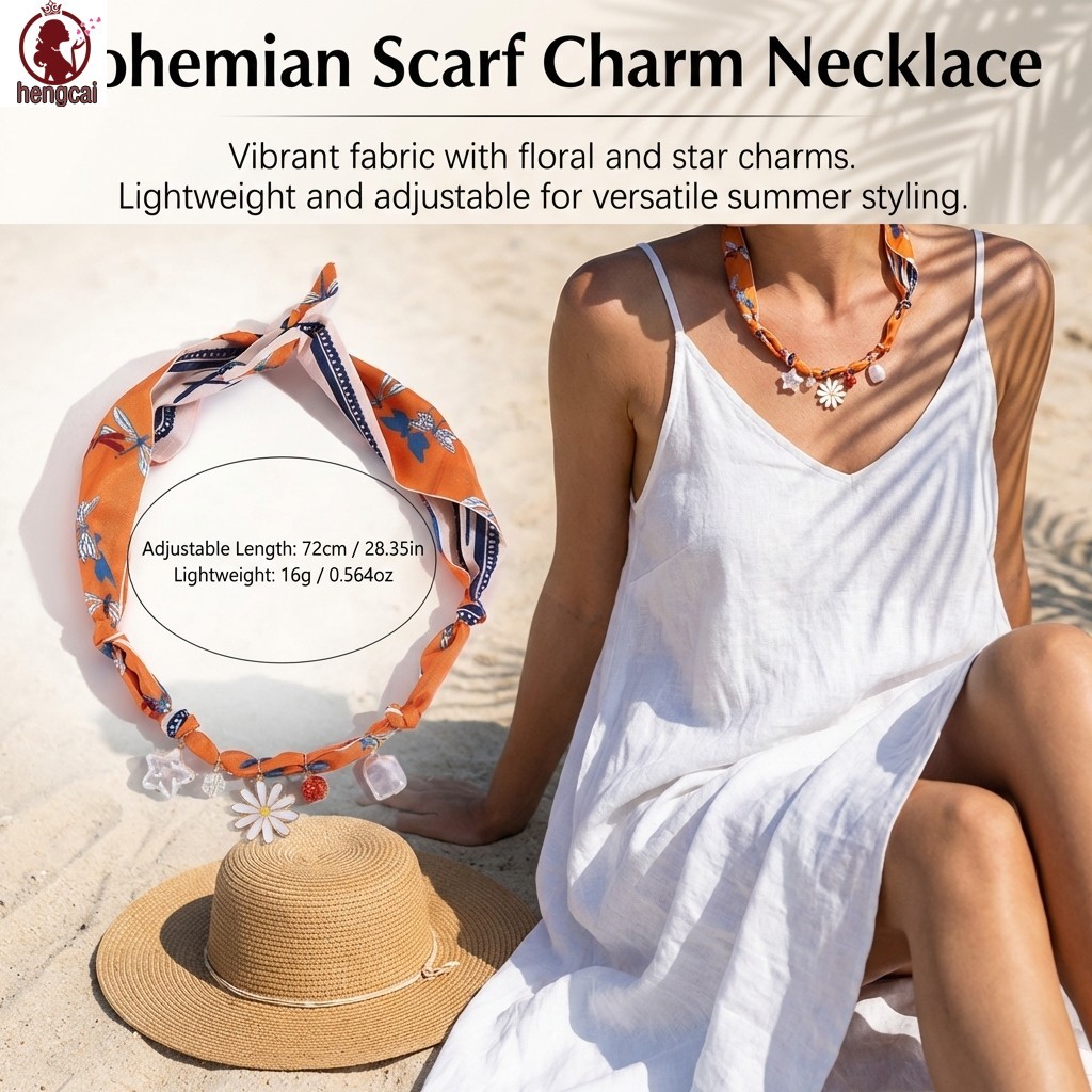 Vòng cổ hoa bằng vải Bohemian Dây chuyền có thể điều chỉnh cho lễ hội kỳ nghỉ trên bãi biển