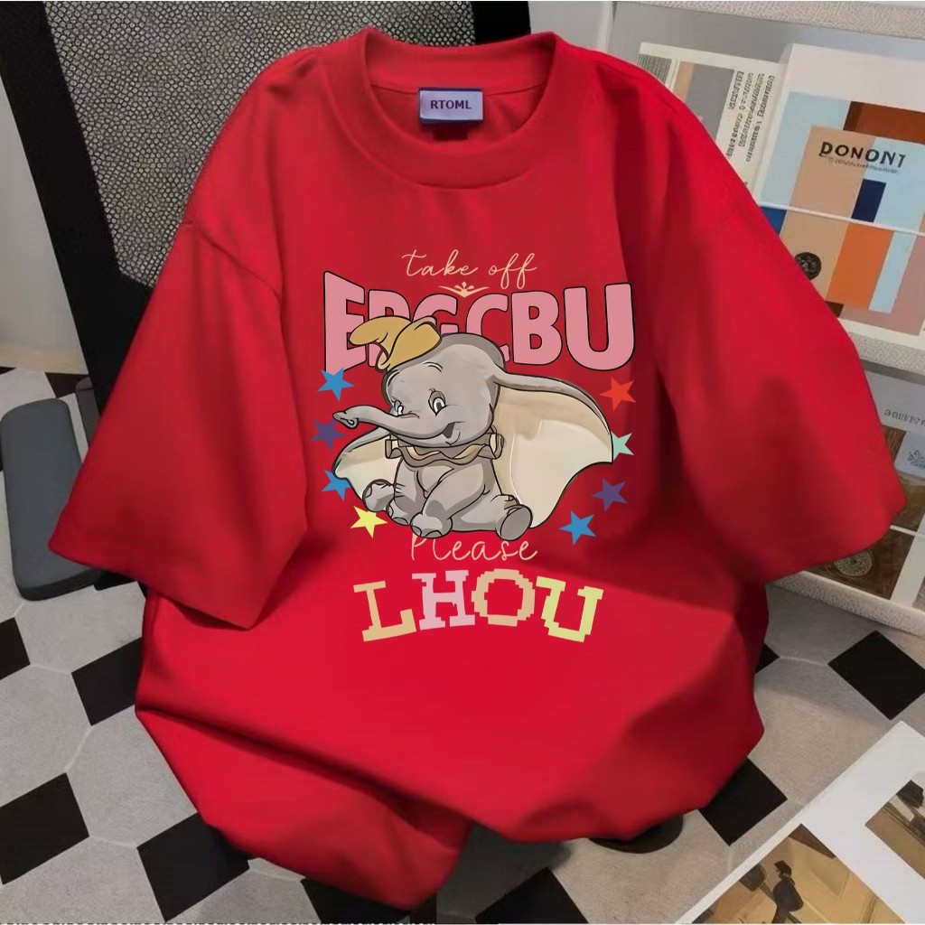（Giao hàng 24h）Angela Áo Thun Phông Form Rộng 100% Cotton Hoạt Hình Dumbo In Áo Thun Nữ Mùa Hè Local Brand