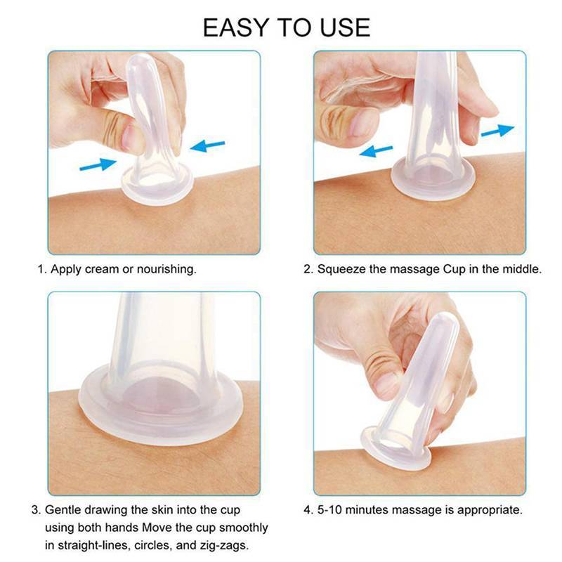 Cá tuyết 4pcs Silicone giác hơi massage thiết lập cho khuôn mặt, cổ, mắt & cơ thể chống lão hóa trị liệu