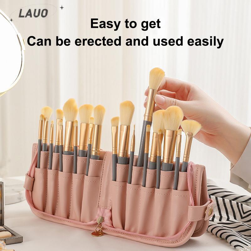 Hộp đựng cọ trang điểm Springevenstar Hộp đựng cọ trang điểm Du lịch Túi đựng mỹ phẩm chống thấm nước Đứng lên Cốc trang điểm có thể gập lại có dây kéo Túi đựng cọ trang điểm Springevenstar