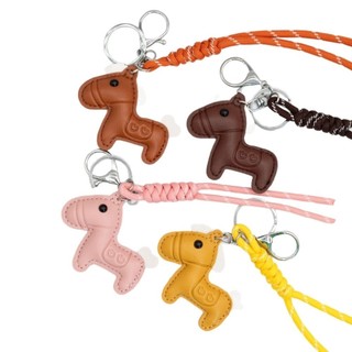 Mặt dây chuyền WOAY Pony, Móc khóa da PU, Móc khóa xe hơi Mini hình động vật thời trang