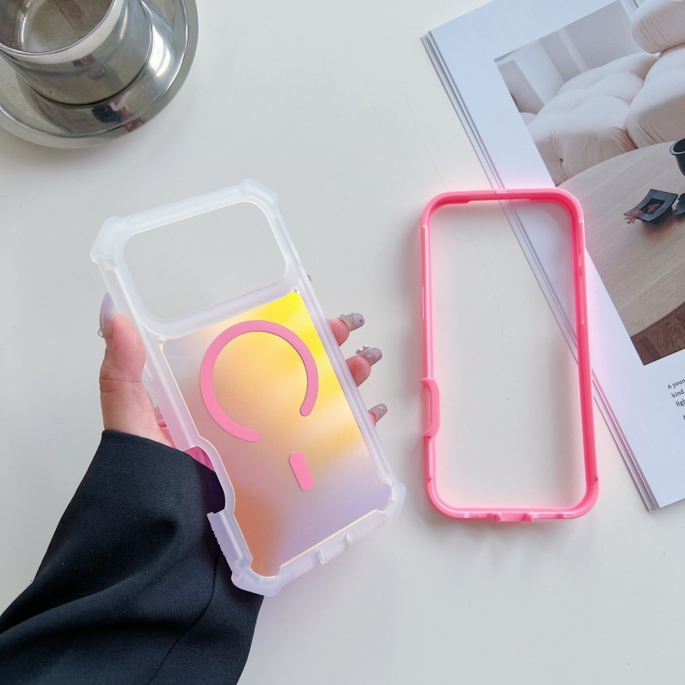 Ốp Điện Thoại Từ Tính Đổi Màu Cho iPhone 17 16 15 14 13 11 Pro Promax 17 Air Plus 16 E Không Vàng Bốn Góc Chống Sốc