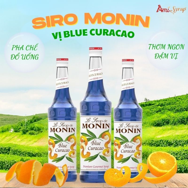 Siro Monin Blue Curacao 70cl, Nguyên Liệu Pha Chế Chuyên Nghiệp, Syrup Blue Curacao Nhập Khẩu Pháp