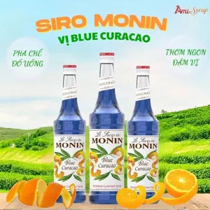 Siro Monin Blue Curacao 70cl, Nguyên Liệu Pha Chế Chuyên Nghiệp, Syrup Blue Curacao Nhập Khẩu Pháp