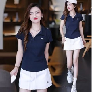[Pre-Order]-Bộ thời trang thường ngày, cạp cao, cổ polo mùa hè thanh lịch, bộ đồ thể thao ngoài trời
