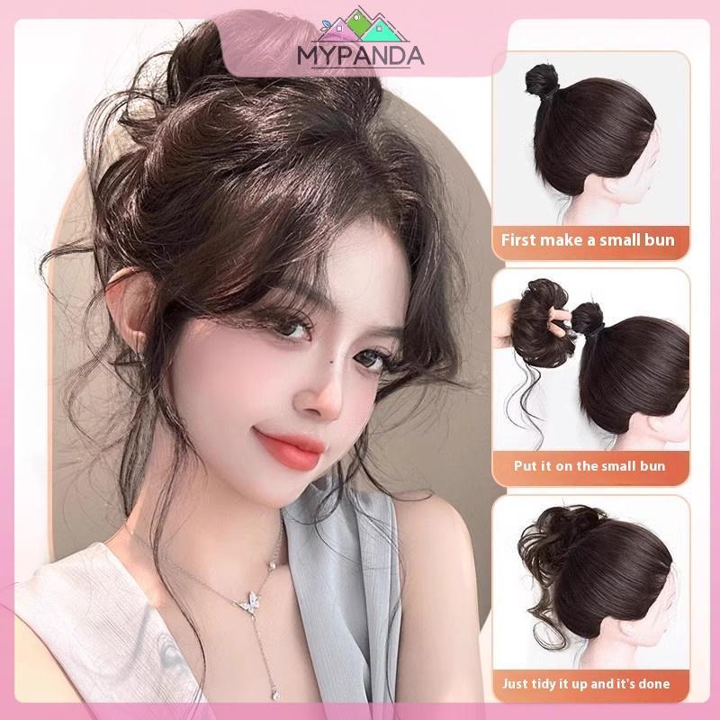 MYPANDA Dây buộc tóc và phụ kiện tóc bun thấp phong cách mới với lông tơ, giúp mở rộng mái tóc.