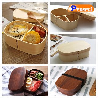 Hộp Bento bằng gỗ tự nhiên Hộp đựng thức ăn nhẹ cắm trại dã ngoại với 3 ngăn, phong cách Nhật Bản