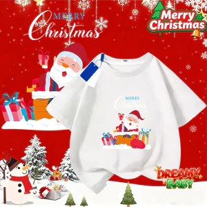 COD (Hồ Chí Minh) DREAMY BABY Niềm vui ngộ nghĩnh của ông già Noel và những chú tuần lộc Áo thun cho trẻ emTZ34