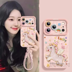 Ốp Điện Thoại Cặp Đôi Màu Kẹo Dễ Thương + Dây Buộc Cho iPhone 17 16 15 14 13 12 11 Pro Max X XR XS Max 7 8 Plus SE2020