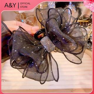 A & Y Lưới Đen Nơ Kim Cương Giả Vuốt Tóc Vintage Thanh Lịch Kẹp Tóc Kẹp Tóc Cho Nữ Phụ Kiện Tóc Thời Trang.