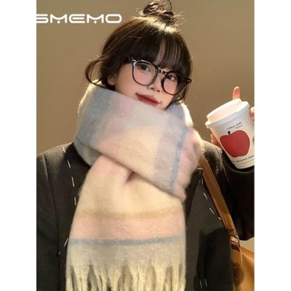 MISMEMO Phong Cách Hàn Quốc Bầu Không Khí Mohair Màu Phù Hợp Với Khăn Nữ Mùa Đông Phong Cách Mới Dày Ấm Áp Cao Cấp Cảm Giác Yếm Sinh Viên