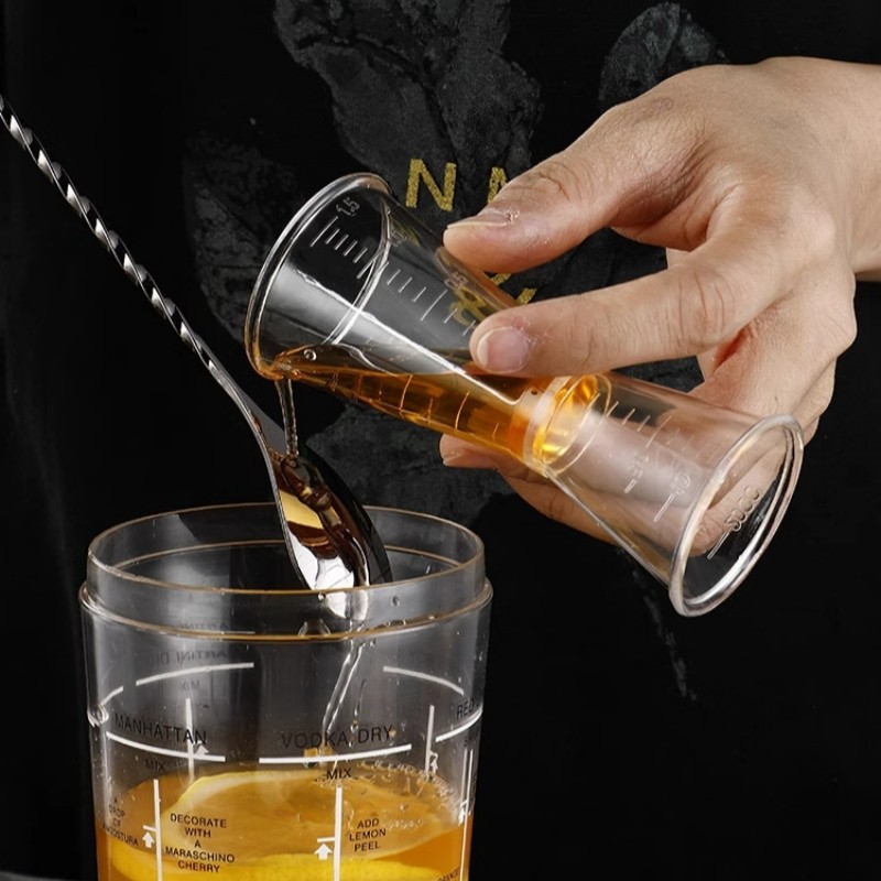 Cốc đo hai đầu 20 / 40ml mới Dụng cụ đo lường Cocktail bằng nhựa trong suốt Jigger Bar
