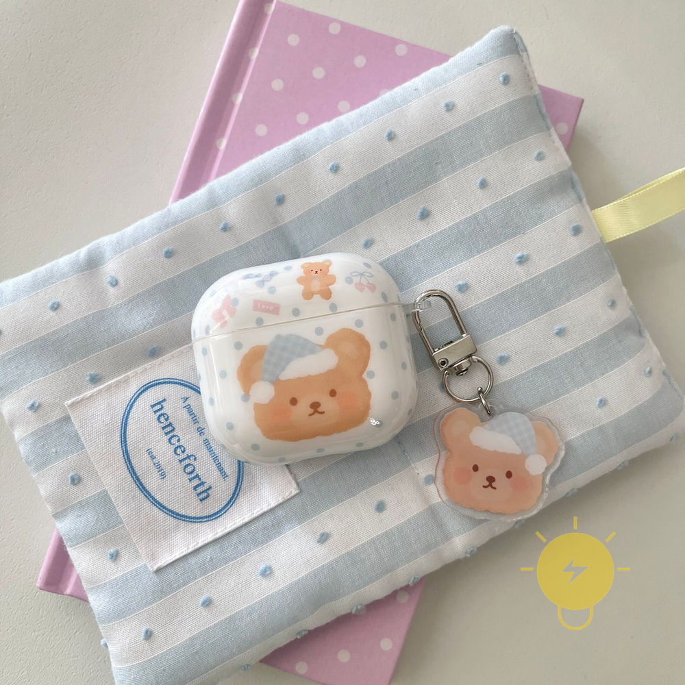 Phone Case For AirPods 4 / Pro3 / Pro2 / Pro / 3 / 2 / 1 TPU Chain Bear Headset Aesthetic Korean Cute