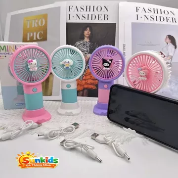 Quạt Mini Hoạt Hình Dễ Thương, Quạt Tích Điện, Quạt Sạc USB, Quạt Mini Cầm Tay Phong Cách Cute Sunkids