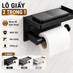 Lô Giấy, Khay để đồ 2 Trong 1, Inox 304 Dán Tường, Kệ Giấy Vệ Sinh Có Mặt Phẳng để điện Thoại, Chống Gỉ