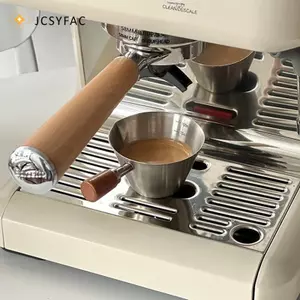 Cốc đo cà phê JCSYFAC có tay cầm bằng gỗ Cốc chiết xuất cà phê bằng thép không gỉ Cốc cà phê Espresso Cốc lỏng Ý Cốc cà phê-Ounce Cốc sữa-Jar Mới 100m