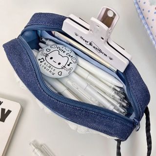 Bút Chì MKYCO, Có Tay Cầm Túi Đựng Bút Dung Tích Lớn, Dây Kéo Đóng Cửa Ren Kẻ Sọc In Văn Phòng Phẩm Người Tổ Chức Học Sinh