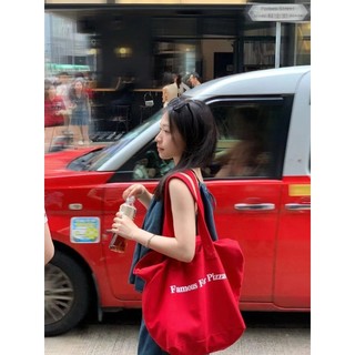 Túi vải canvas cỡ lớn in chữ đỏ mới thời trang