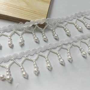 Chữ Thập Hạt Ngọc Trai Ren Bầu Webbing Tự Làm Quần Áo Phụ Kiện Giày Cưới Hanfu Phụ Kiện 5NA3