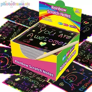 Photoframe 100 Tờ Scratch Art Paper Set - Thiệp tiết lộ ma thuật cầu vồng cho trẻ từ 3 tuổi trở lên (Quà tặng tiệc / Giáng sinh) VN