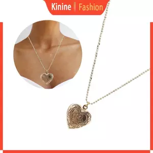 KIN Trái Tim Hộp Mặt Dây Chuyền Vòng Cổ Bộ Nhớ Dây Chuyền Vòng Cổ Hình Trái Tim Hình Mề Vòng Cổ Cổ Thanh Lịch Trang Sức Cho Bé Gái T