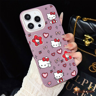 IMD Long lanh Hello Kitty Cat Case cho Honor 400 Pro 200 90 Smart 70 X5C Plus X5 X5B Plus Magic 8 7 6 5 4 Lite Play 10 10A Phim hoạt hình dễ thương Trái tim đỏ đầy màu sắc Vỏ cứng màu ngọt ngào
