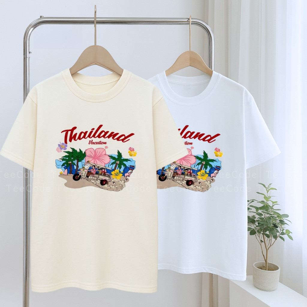 （Giao hàng 24h）Angela Áo Thun Việt Nam Du Lịch THÁI LAN 2025 In Chữ Hình Nam Nữ Unisex Cổ Tròn Hot Trend Local Brand