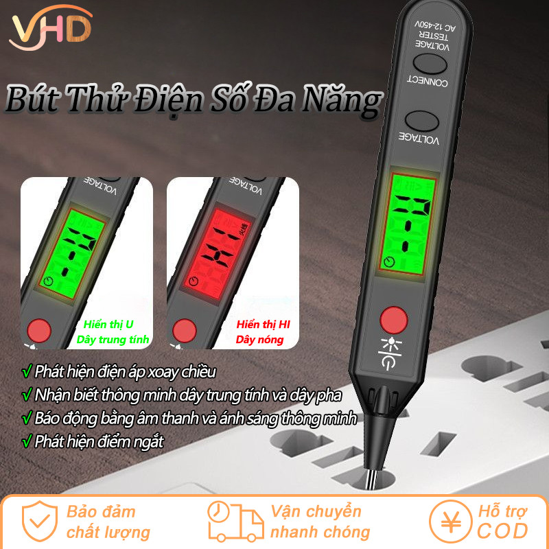 Bút Thử Điện Đa Năng 12-450V Có Màn Hình LED - Thiết Kế An Toàn, Chất Lượng Cao, Tiện Dụng