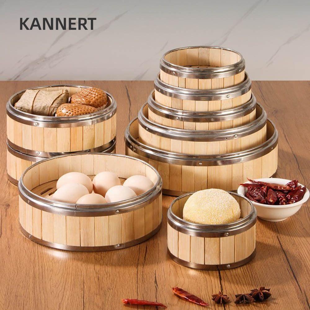 Giỏ tre KANNERT, Máy hấp tre dệt thủ công, Dụng cụ thực phẩm Trung Quốc bằng tre bằng thép không gỉ Xiaolongbao