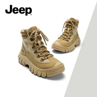 Giày Bốt Đi Bộ Đường Dài JEEP Nữ Thu Đông Cao Cấp Chống Thấm Nước Chống Trơn Trượt Đế Dày Nâng Cao Mềm-