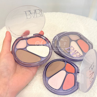 BABI Phấn highlight 4 màu Contour Blush Phấn mắt tất cả trong một Bảng phấn highlight làm sáng khuôn mặt tự nhiên